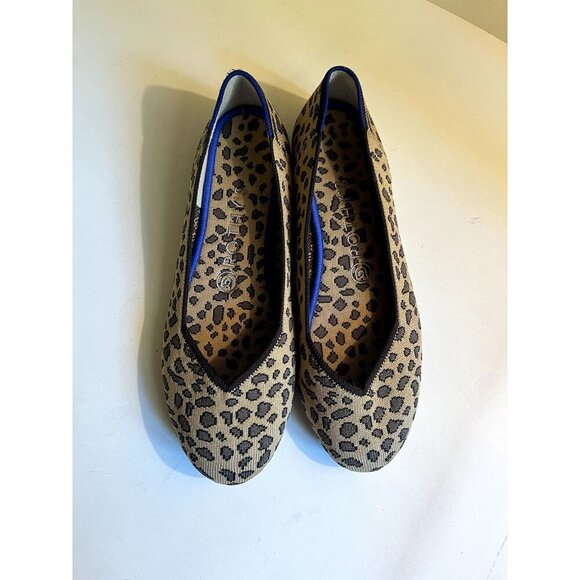 Rothy's 8 The Flat Round Toe Ballet Flat Shoe Cheetah Print Brown Washable - Picture 1 of 11
